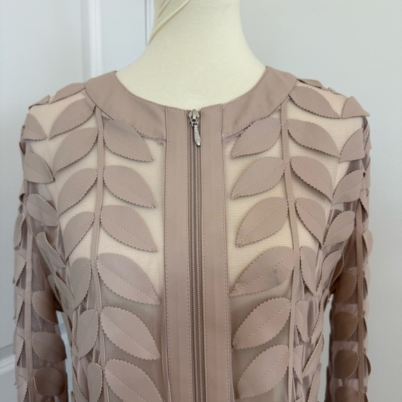 Bagatelle Women's Faux Leather Leaf Mesh Zip-Up Jacket Size X-large Beige‎ Taupe - Picture 2 of 13